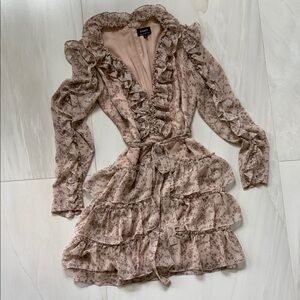 Bardot Beige Floral Long Sleeve Dress